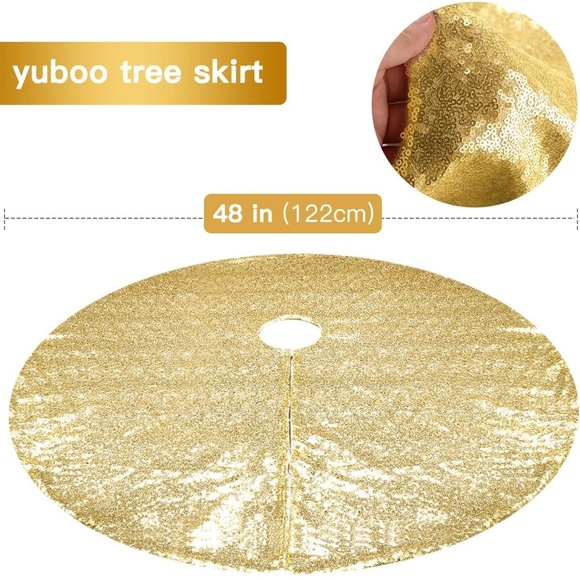 Gold Christmas Tree Skirt - Picture 4 of 7